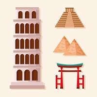 four tourism day landmarks vector