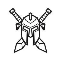 medieval mask and sword icon vector