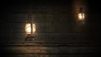 Lanterna do Ramadã pendurada em um fundo preto de madeira, animação 3D video