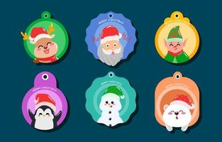Flat Design Cute Christmas Label Collection vector