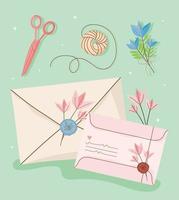 Iconos cartas de correo y sello postal
