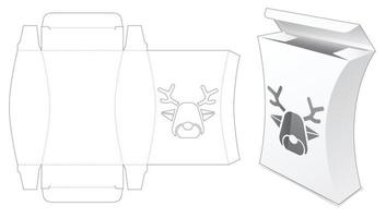 Cardboard curved packaging with reindeer window die cut template vector