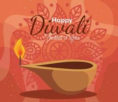 cartel de vela de celebración de diwali vector