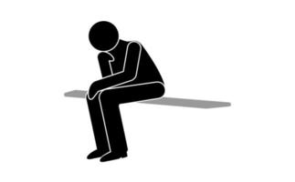 Sit Person Thinking icon. Depression, sad, loneliness concept. Vector illustration