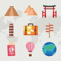 nine tourism day icons vector