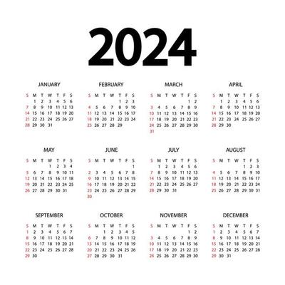 Calendar 2024 Vector Art, Icons, and Graphics for Free Download