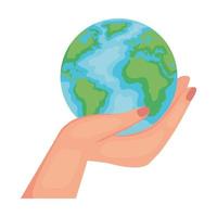 hand lifting earth planet vector