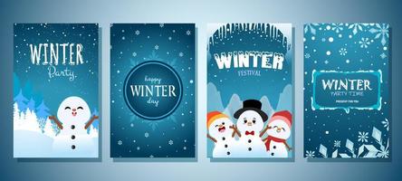 Winter Invitation Set Concept with Snowman vector