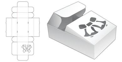 Caja de dos volteretas con plantilla troquelada de ventana de campana de Navidad vector