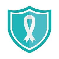 shield and white awareness ribbon vector