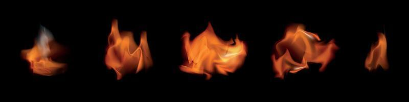 Realistic fire flames set vector