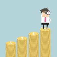 Businessman looking future on money graph. vector