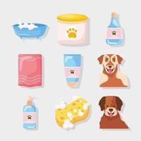 bundle icons with dogs vector