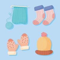 icons of clothes knitted vector