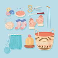 icons for knit with needles vector