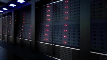 Network And Data Servers Behind Glass Panels In A Server Room video