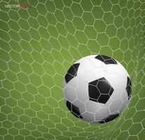 Balón de fútbol en portería y red blanca. vector. vector
