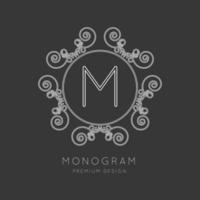 Simple and graceful monogram design template, Elegant lineart logo design. vector