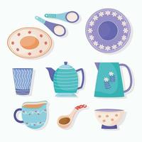 bundle of icons ceramic utensils vector