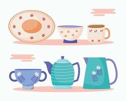 tableware and ceramic dishes vector