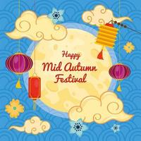 happy mid autumn festival, label vector