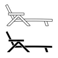 Sunbed outline icon. Lawn chair symbol for mobile app, printing, web site. Icon in outline and in glyph. Sunbath deckchair vector