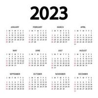 Calendrier Pro Tour 2023 Calendar 2023, 2024 Year. The Week Starts On Sunday. Annual Calendar  Template. Yearly English Calendar. Calendar Mockup Design In Black And  White Colors, Holidays In Red Colors 4213420 Vector Art At Vecteezy