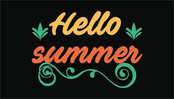 Hello Summer Text Hand Lettering  Print vector