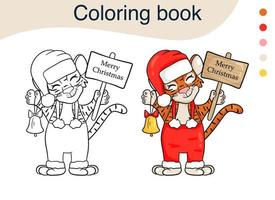 Tigre. Ilustración en blanco y negro para un libro para colorear. el símbolo del año nuevo según el calendario chino. estilo de dibujos animados de vector