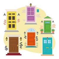 six front doors vector