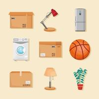nine moving out icons vector