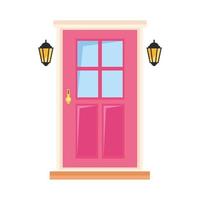 Open and closed door house front Royalty Free Vector Image