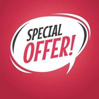 Special offer cartoon speech bubble. vector