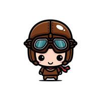 lindo diseño de vector de personaje piloto de niño pequeño