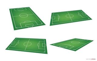 campo de fútbol o campo de fútbol de fondo aislado en blanco. elementos de perspectiva. vector corte verde para crear juego de fútbol. vector.