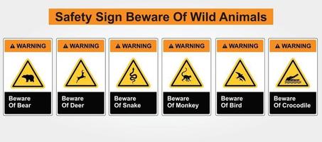 Safety sign beware of wild animals