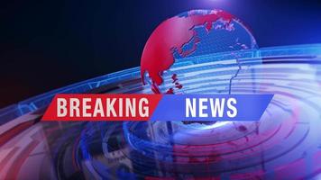 Breaking news banner in front of a digital globe network Looped video