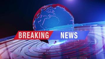 Breaking news banner in front of a digital globe network Looped video