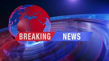 Breaking news banner in front of a digital globe network Looped video