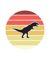 Plantilla de diseño de puesta de sol retro de dinosaurios vector