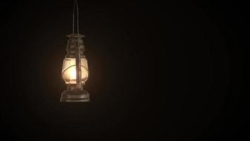 Lanterna do Ramadã pendurada em um fundo preto de madeira, animação 3D video