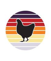 Chicken Retro Sunset Design template vector