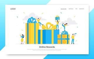 Online reward flat style design vector illustration landing page concept.