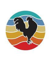 plantilla de diseño de puesta de sol retro de pollo vector