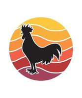 Chicken Retro Sunset Design template vector