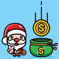 cute santa claus share money vector