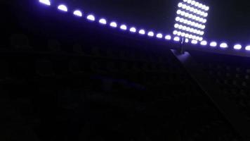 arrière-plan vidéo du stade de sport, lumières clignotantes. lumières incandescentes du stade video
