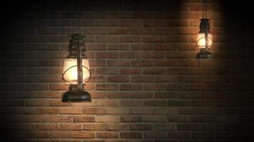 Ramadan lantern hanging on a black wooden background, 3D animation video