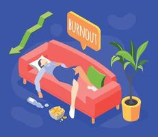 Burnout Syndrome Isometric Background vector