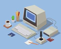 Retro Devices Isometric Background vector